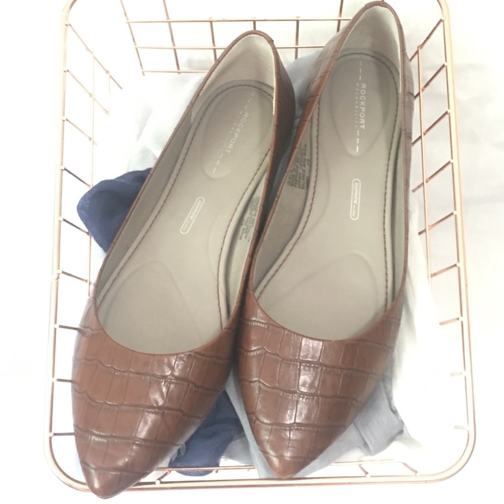 Rockport Cognac Croc Leather Ballet Flats